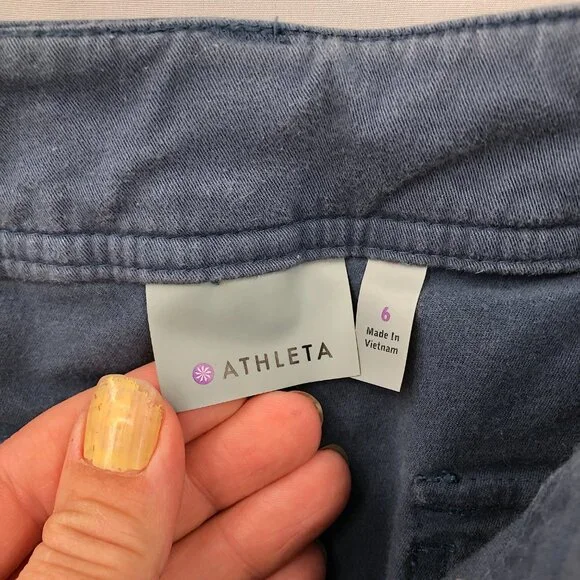 Athleta ankle zip cargo pants organic cotton blend blue outdoor hiking cropped 6 - Picture 4 of 10